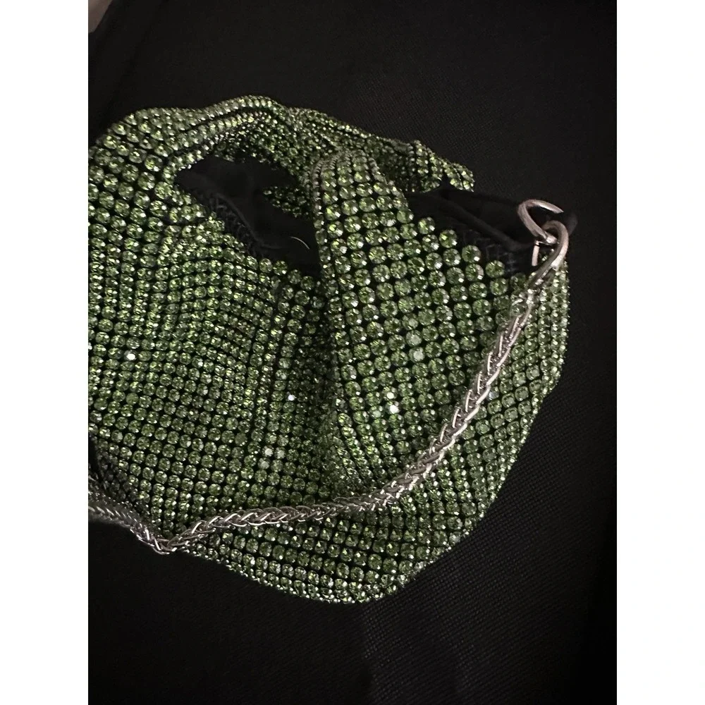 Hand‎ Bag Crystal Bucket In Emerald, Mini Elegant